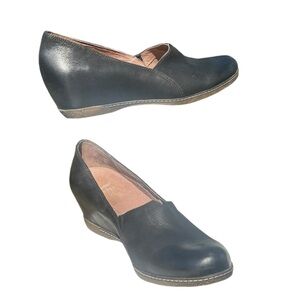 Dansko Black Leather Wedge Flats
